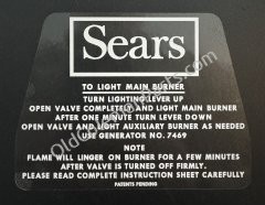 Sears Stove Lid Decal, 476.72302 - D164