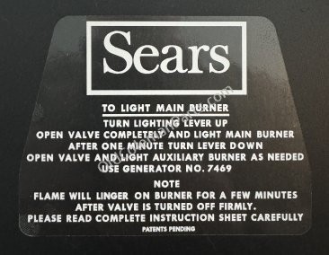 Sears Stove Lid Decal, 476.72302 - D164