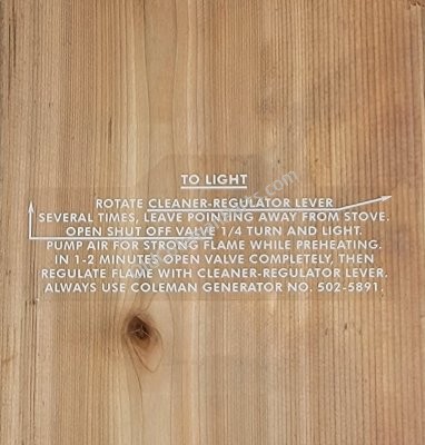 Coleman 502 Rear Decal Lighting Instructions - D139